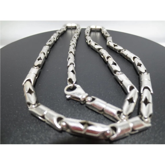 14K WHITE SOLID GOLD unique Turkish style rope LINK Unisex Necklace - Picture 3 of 14